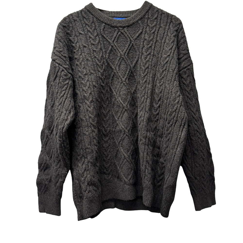 Aelfric Eden Sweater Womens Medium Cable Knit Dark Gray Oversize Pullover